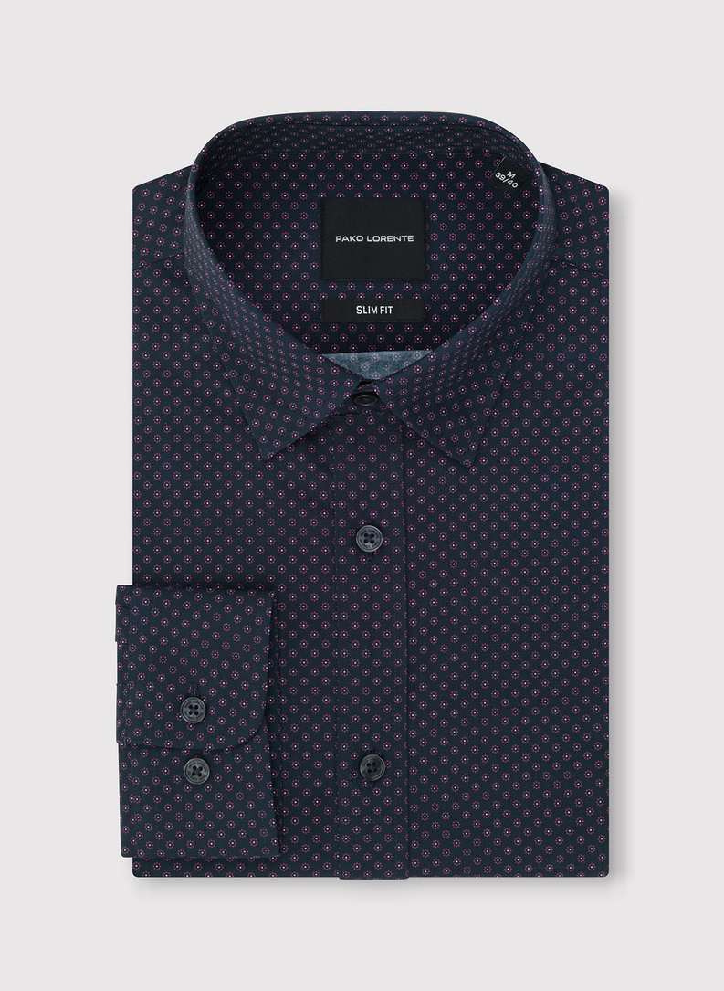 Tamsiai mėlyni gėlėti marškiniai