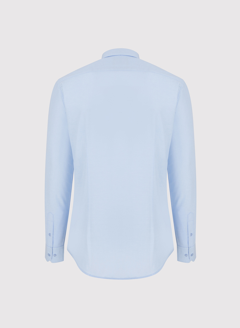 Mėlyni medvilniniai vyriški marškiniai