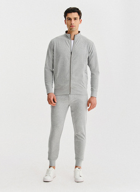 Pilkas treninginis bluzonas su užtrauktuku