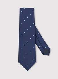 Tamsiai mėlynas vyriškas kaklaraištis taškeliais