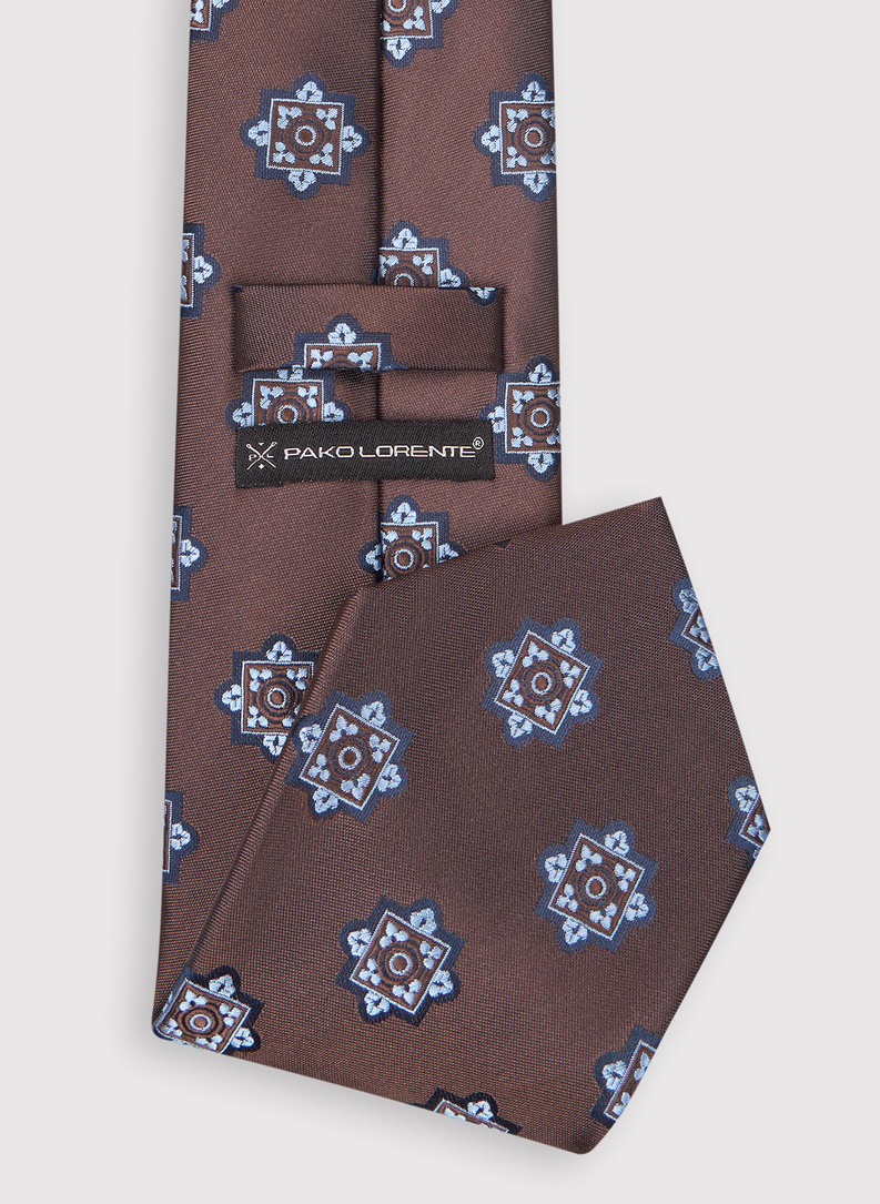 Bronzinis vyriškas kaklaraištis geometriniu raštu