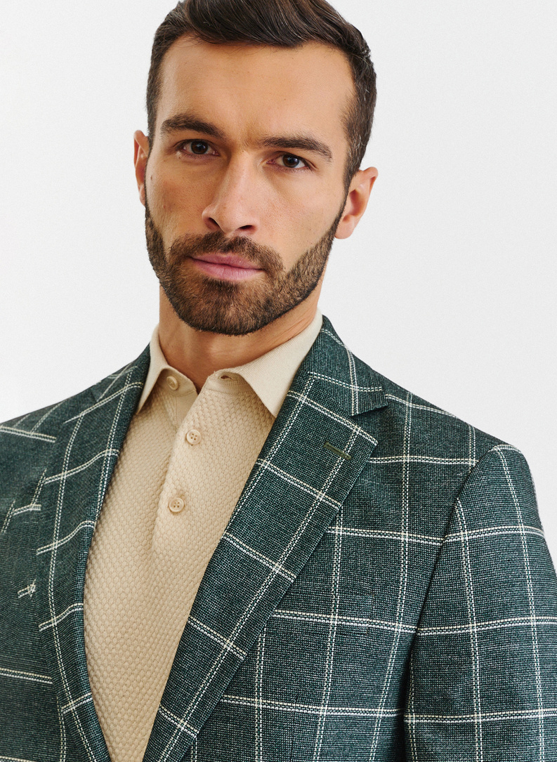 Žalias languotas vyriškas švarkas