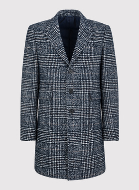 Tamsiai mėlynas languotas vyriškas lietpaltis