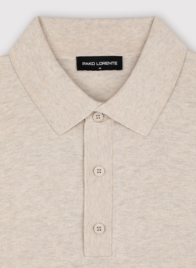 Smėliniai trikotažiniai polo T marškinėliai