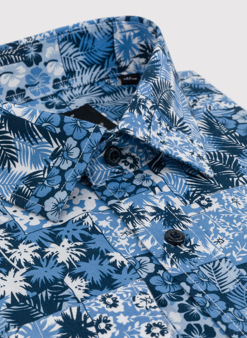 Mėlyni marškiniai Havajų raštais P23WN-1X-015-G-S