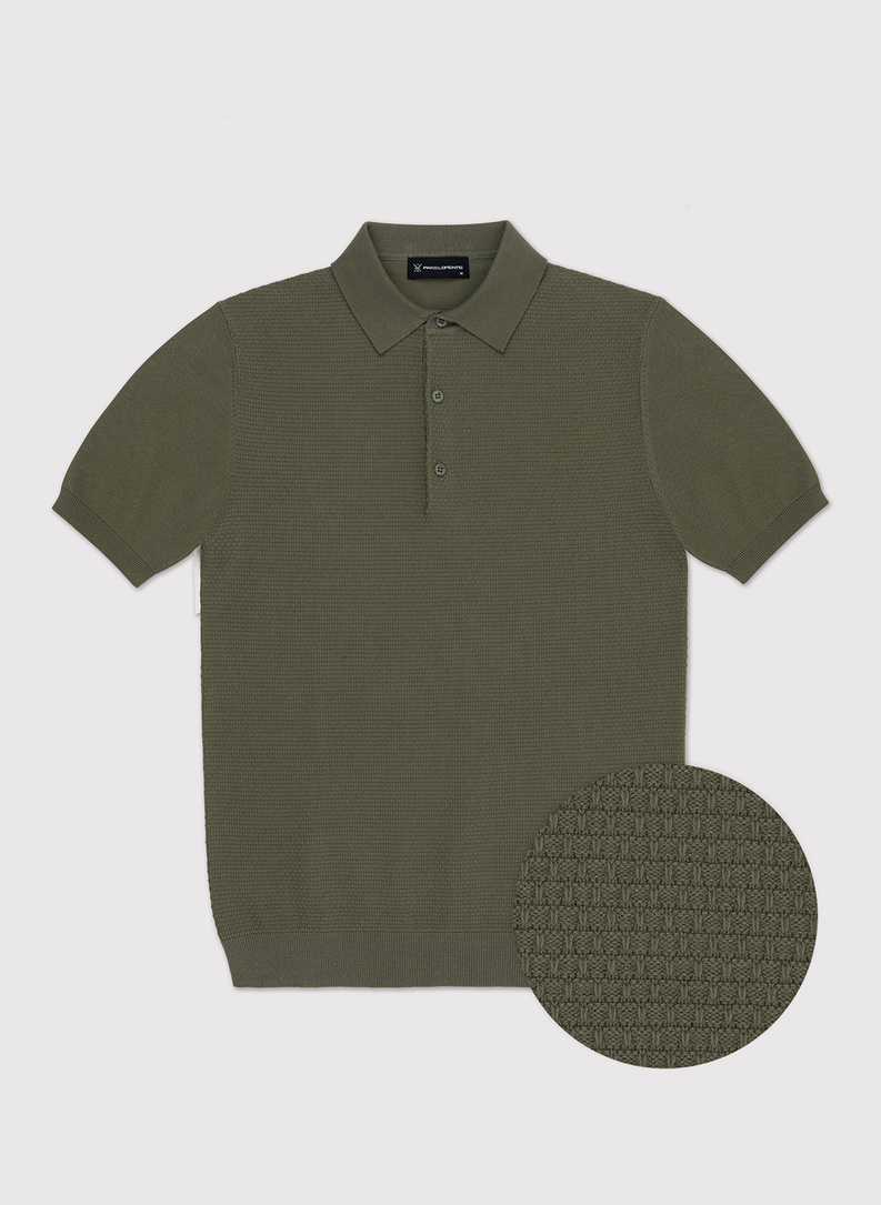 Vaflinio pynimo žali polo T marškinėliai