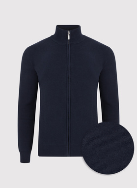 Tamsiai mėlynos spalvos sagstomas vyriškas megztinis