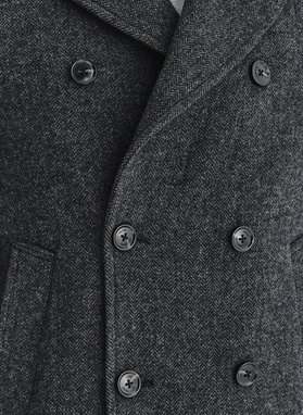 Pilkas dvieilis lietpaltis su vilna