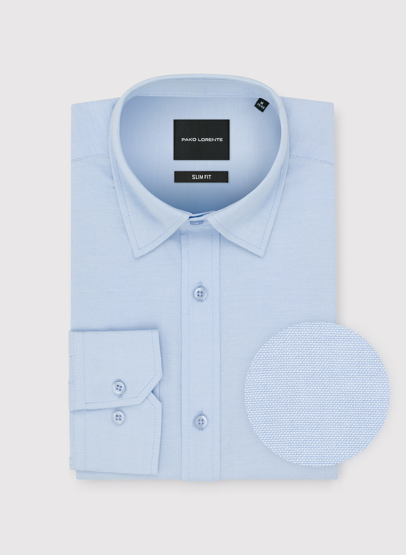 Mėlyni medvilniniai vyriški marškiniai