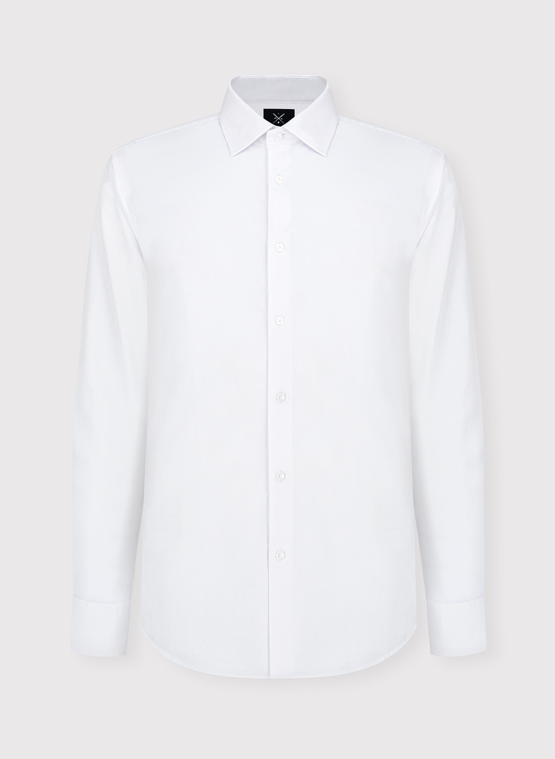 Balti vyriški marškiniai ilgomis rankovėmis
