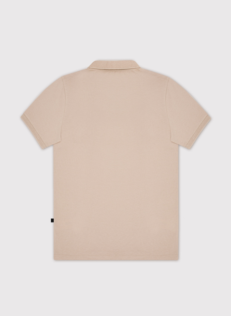 Smėlio spalvos medvilniniai polo T marškinėliai be raštų