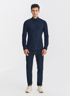 Tamsiai mėlyni vyriški marškiniai