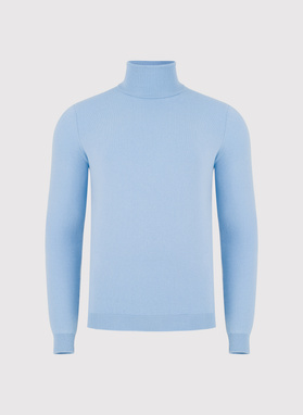 Šviesiai mėlynas vyriškas golfas be raštų