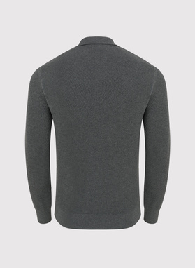 Pilkas vyriškas megztinis su apykakle