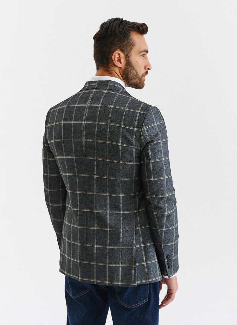 Pilkas languotas vyriškas švarkas