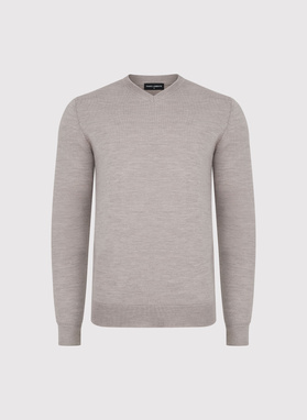 Smėlinės spalvos vilnonis megztinis