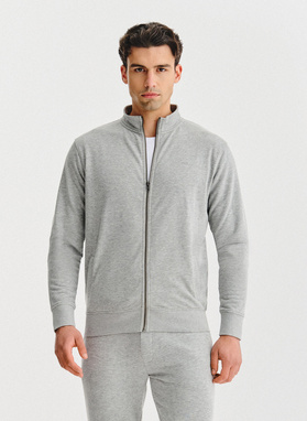 Pilkas treninginis bluzonas su užtrauktuku