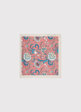 Rožinė kišeninė nosinaitė gėlių raštu