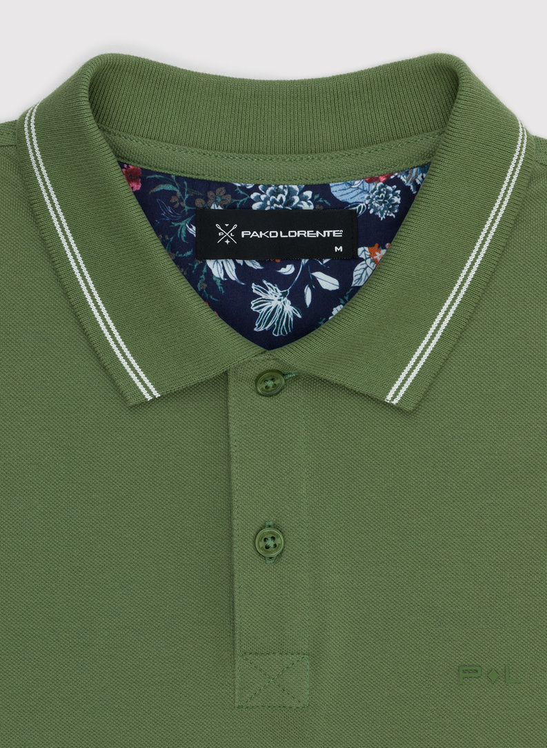 Žalios spalvos polo T marškinėliai be raštų