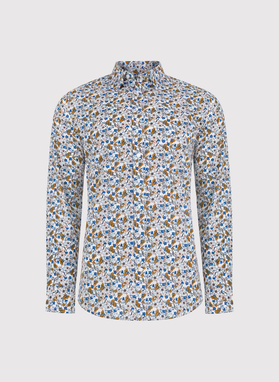 Balti gėlėti marškiniai