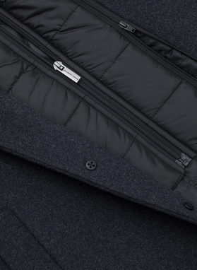 Grafito spalvos vyriškas lietpaltis su nusegama apykakle