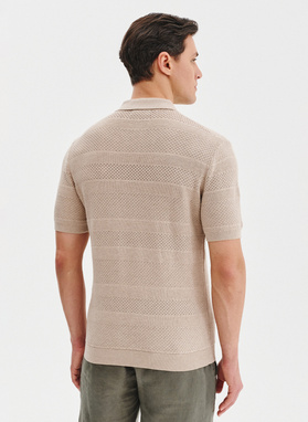 Smėliniai trikotažiniai polo marškinėliai
