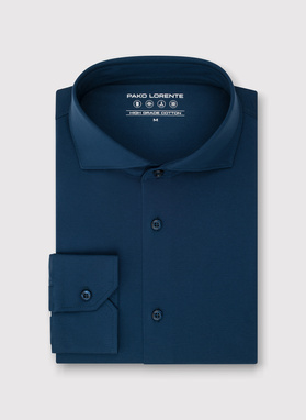 Tamsiai mėlyni trikotažiniai marškiniai