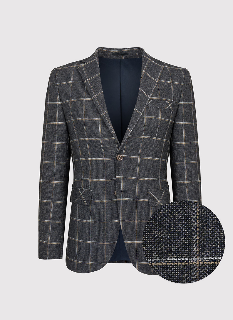 Pilkas languotas vyriškas švarkas