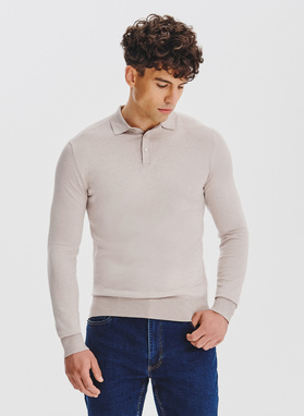 Smėlinės spalvos polo megztinis