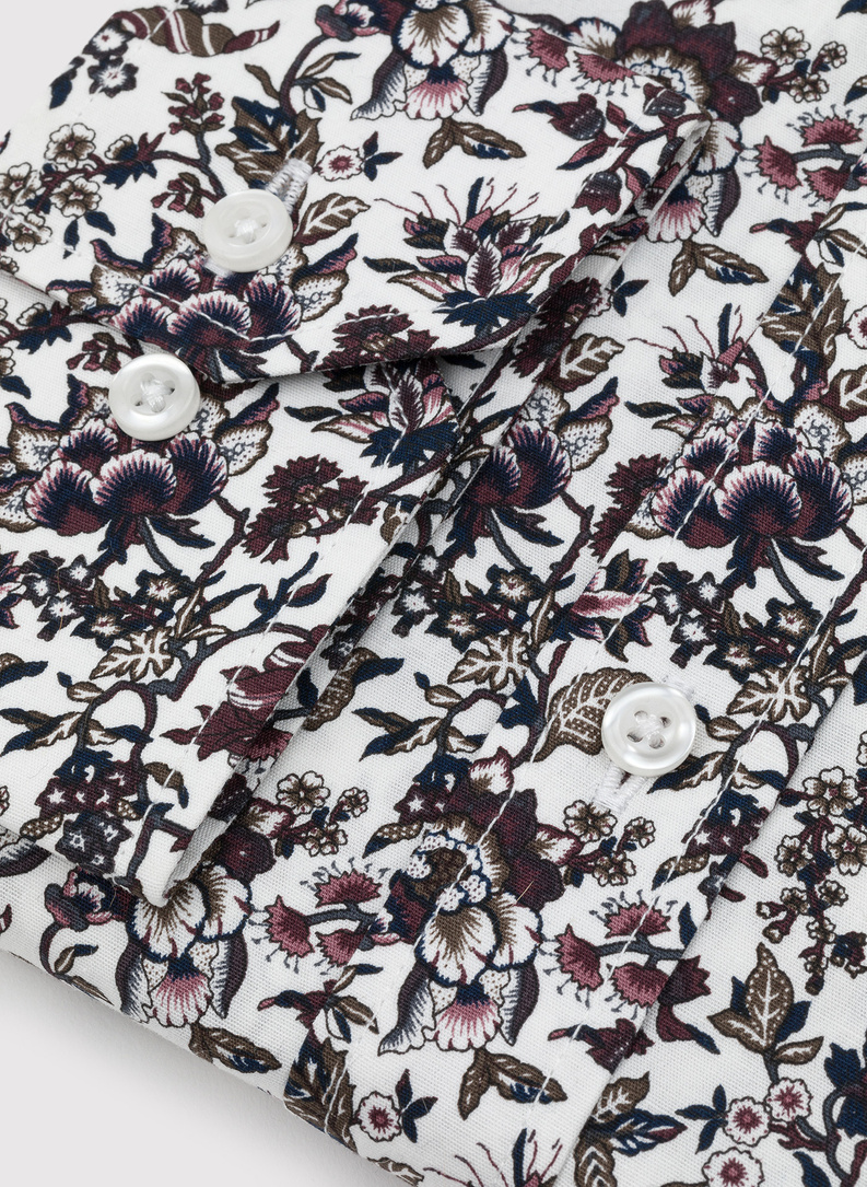 Balti vyriški marškiniai botaniniu raštu