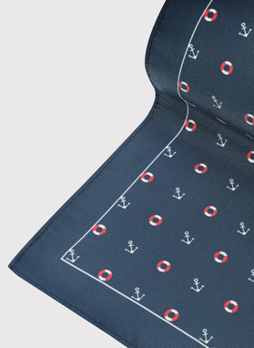 Tamsiai mėlyna raštuota kišeninė nosinaitė