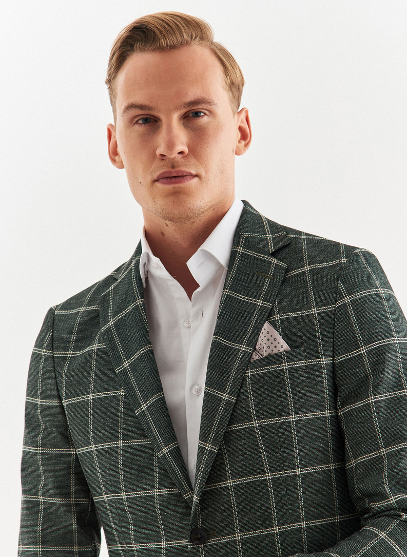 Žalias languotas vyriškas švarkas