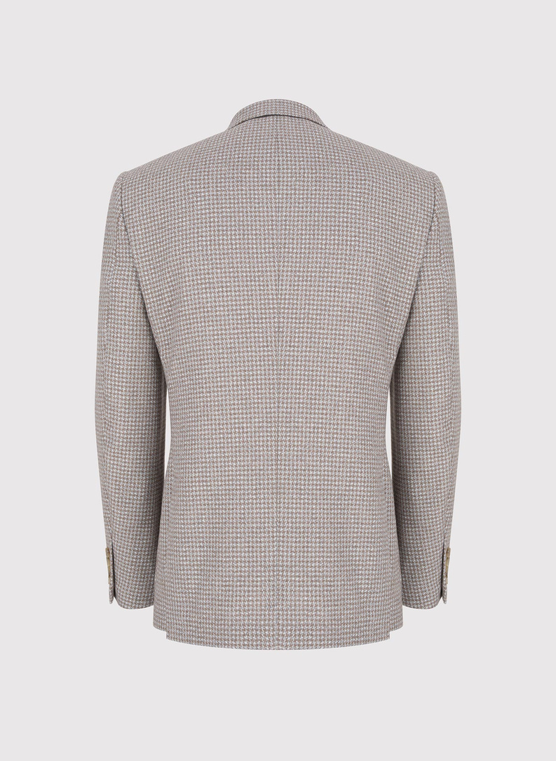 Šviesiai rudas švarkas smulkiais langeliais