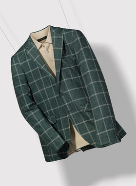 Žalias languotas vyriškas švarkas