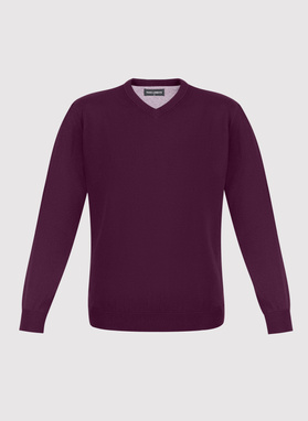 Violetinis medvilninis megztinis su V apykakle