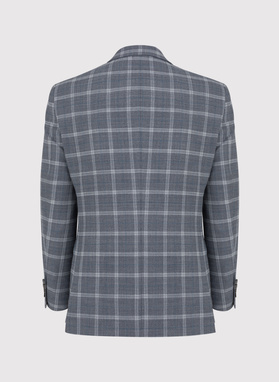 Pilkas languotas kostiuminis švarkas su vilna