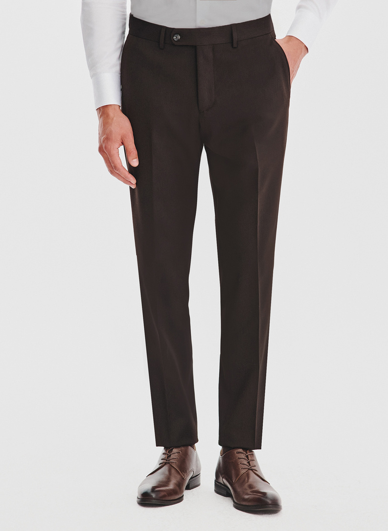 Tamsiai rudos kostiuminės kelnės