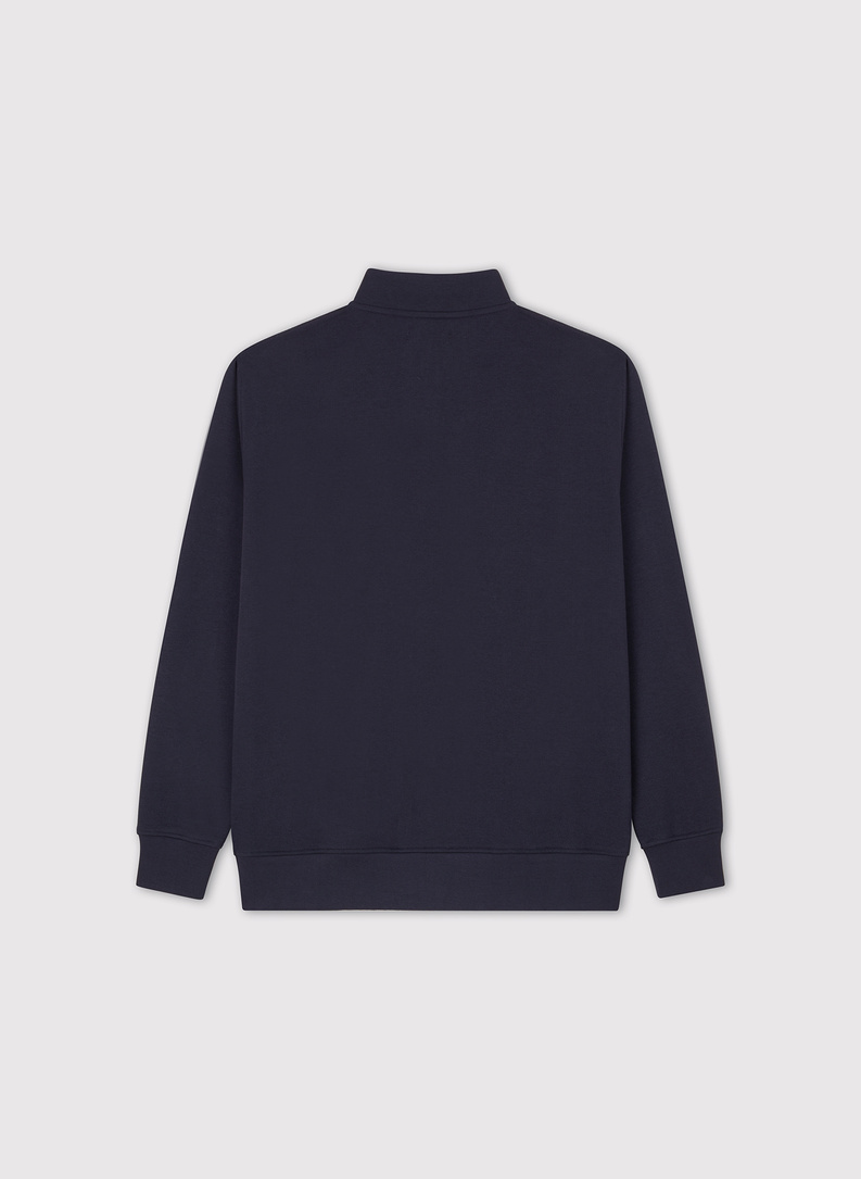 Tamsiai mėlynas treninginis bluzonas su užtrauktuku