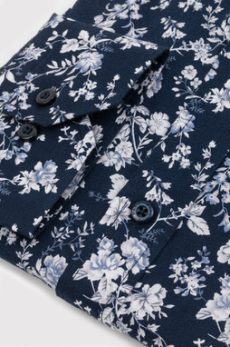 Tamsiai mėlyni gėlėti marškiniai