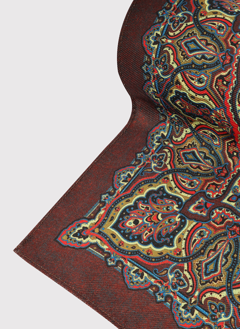 Dvipusė vyriška kišeninė nosinaitė peislio raštu