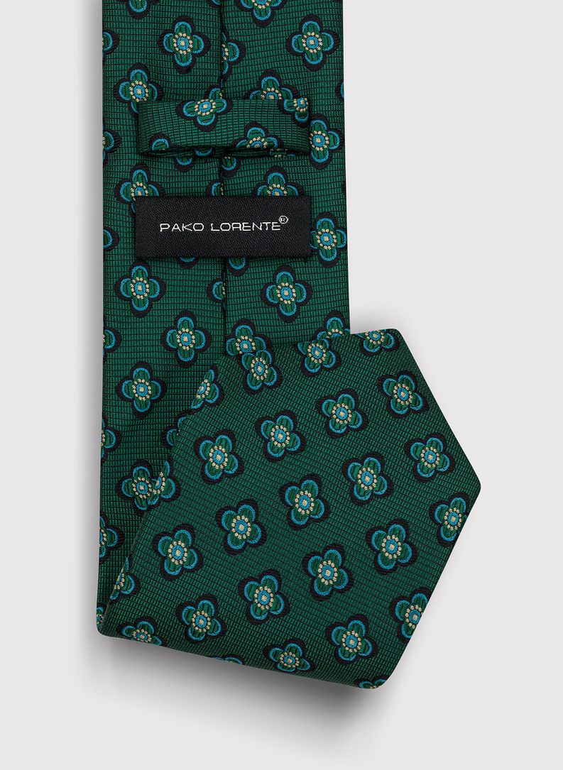 Žalias vyriškas kaklaraištis gėlėmis