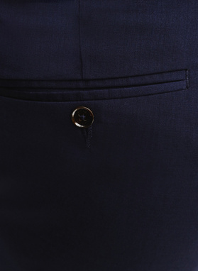 Tamsiai mėlynos spalvos vilnonės kostiuminės kelnės