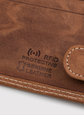 Bronzinė odinė piniginė su RFID apsauga