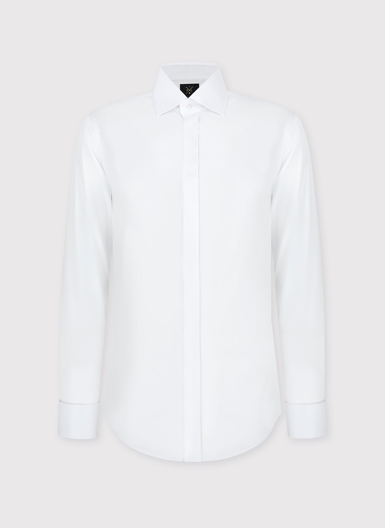 Balti vyriški marškiniai, sagstomi sąsagomis